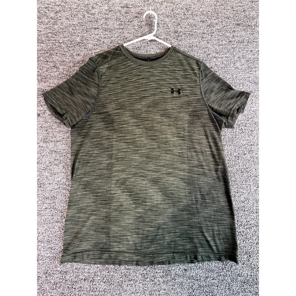 Under Armour Threadborne HeatGear T-Shirt Mens XL Green Space Dye Fitted Casual